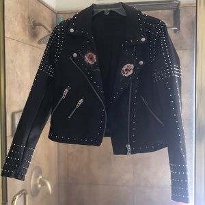 Blank nyc floral studded jacket